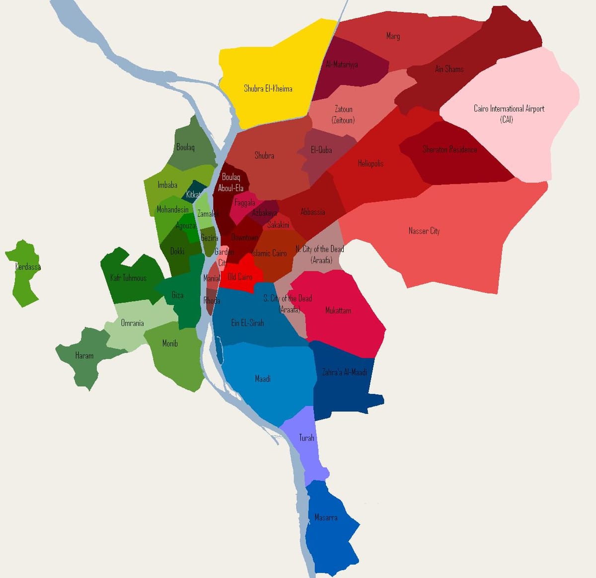काहिरा के पड़ोस नक्शे