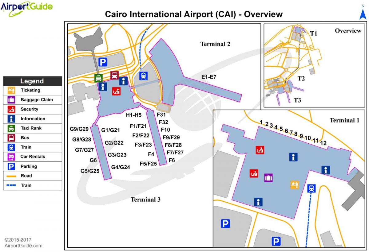 काहिरा अंतरराष्ट्रीय हवाई अड्डे का नक्शा