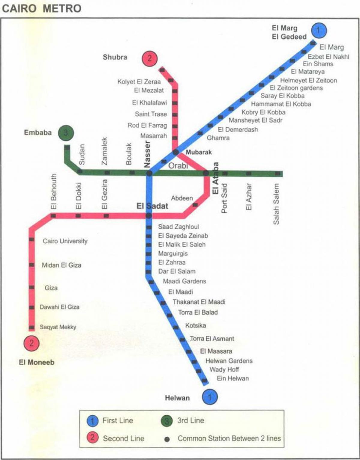 काहिरा मेट्रो का नक्शा